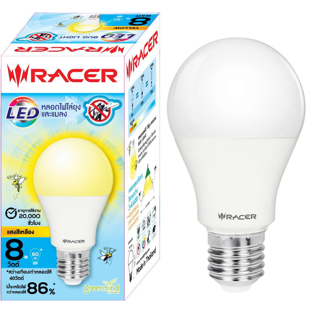 หลอดไฟแอลอีดี ไล่ยุง และแมลง LED BUG LIGHT 8 วัตต์ (แสงสีเหลือง) ราคา ถูกที่สุด ดีลบีเคเค แกลเลอรีภาพที่ 4