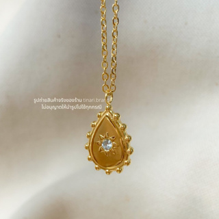 Loren necklace TINARI สร้อยคอ สแตนเลส จี้ แต่งเพชรcz ของขวัญ มินิมอล ชุดตรุษจีน เกาหลี