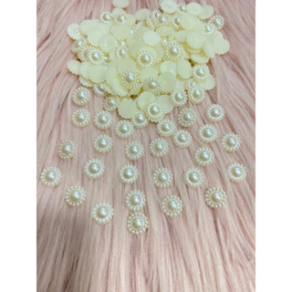 มุกครึ่งชีก ขนาด 10 มิล สีครีม บรรจุ 50ชิ้น/100 ชิ้น พร้อมส่ง