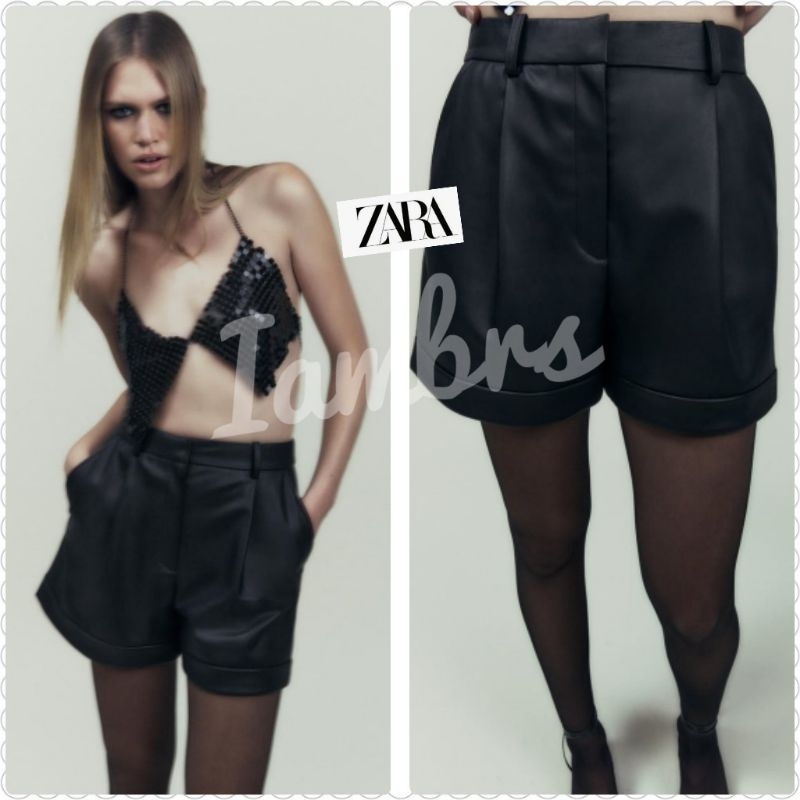 Zara Faux Leather Shorts กางเกงหนังขาสั้น