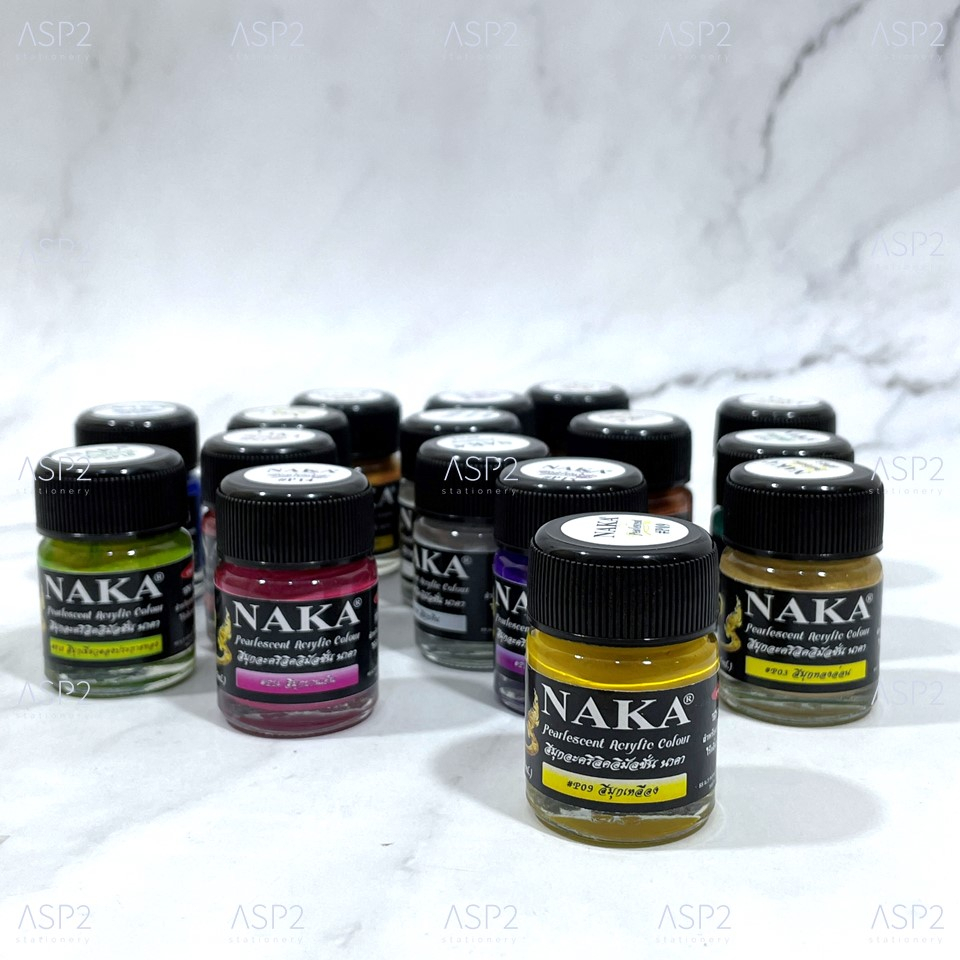 สีมุกอะคริลิค นาคา NAKA 15 มล. มี 20 สี สีนาคา สีอะคริลิค สีใหม่!สีมุกพาสเทล