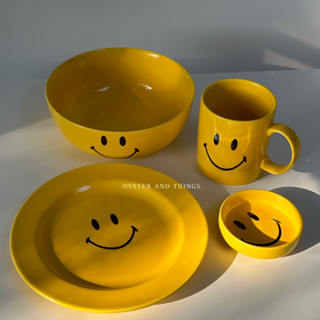 เซตจานชาม แก้วมัค หน้ายิ้ม | smiley plate and mug set | Oyster and Things.