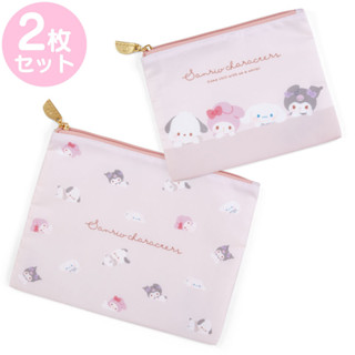 Sanrio Characters Set กระเป๋า 2 ขนาด Flat Pouch 2pcs Theme Daze Chill Time ลาย Sanrio Characters mx / Sanrio Characters