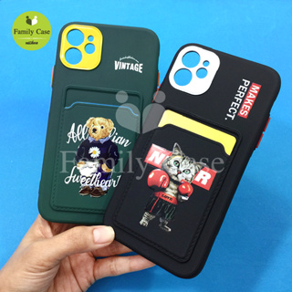 7+ 11 13 เคสมือถือนิ่ม TPU กันกล้องสีด้านหลังมีช่องใส่การ์ด พิมพ์ลายการ์ตูน