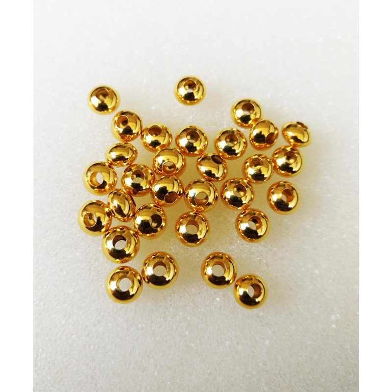 SLG004 เม็ดทองแท้ 90% ขนาด 5.5 มิล สำหรับร้อยสร้อย สร้อยคอ สร้อยข้อมือ พระเครื่อง  มีใบรับประกัน