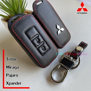 Mitsubishi ร่น Xpander / Mirage / Pajero / Triton 2ปุ่มกด ซองหนังแท้ใส่กุญแจรีโมทรถยนต์ เคสหนัง ปลอกหนังกุญแจ