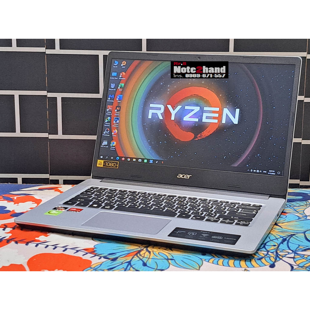 โน๊ตบุ๊คมือสอง ACER CPU AMD Ryzen 3 3250U จอ14”FHD แรม4+NVMe512+การ์ดจอ RX Vega 3+วินโดว์แท้