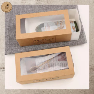 กล่องเบเกอรี่ ลิ้นชัก หน้าต่างใส | 10 ใบ | กล่องใส่ขนม คุกกี้ ของขวัญ พิมพ์ลาย | Drawer Bakery Box