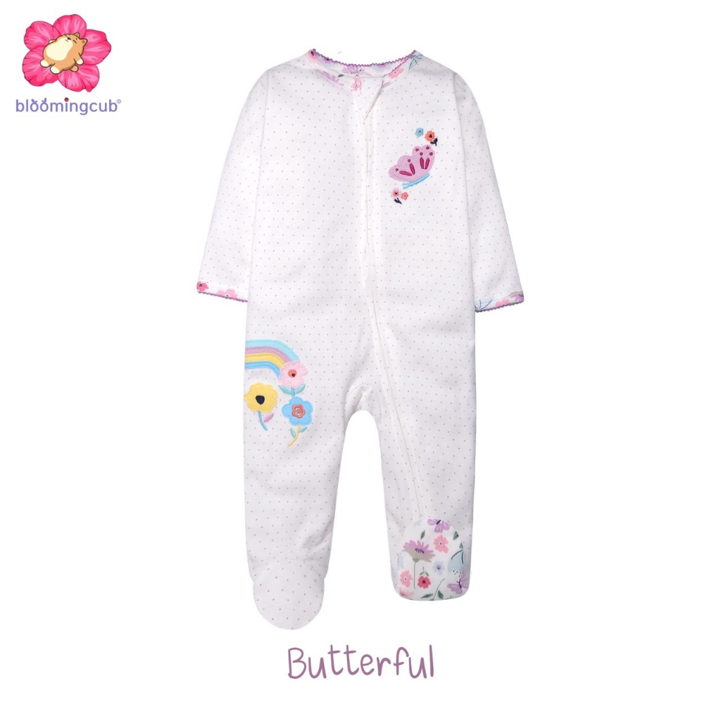 Bloomingcub  Zipper Sleepsuit Wonder Kind ฺBaby Girl ชุดหมีซิบคลุมเท้า ชุดนอนเด็กแรกเกิด บอดี้สูทเด็ก