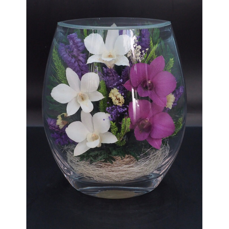 ดอกไม้อบแห้งในแก้ว Dried Flower in Glass EH model แก้วอิลิทสูง – โปรปัง