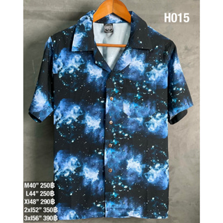 🚨 พร้อมส่ง ส่งด่วน 🚨ไม่ยับ ไม่ร้อน ไม่ต้องรีด เสื้อHawaii ฮาวายแขนสั้น ไซส์จัมโบ้ ไซส์ใหญ่ ลายอวกาศ H015