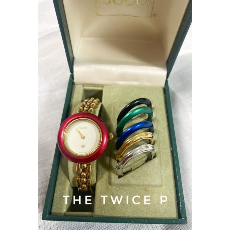 นาฬิกา Gucci วินเทจ แท้ 100% รุ่น Gucci Change Bezel Wrist 6 Colors Bangle Watch นาฬิกากุชชี่วินเทจ 