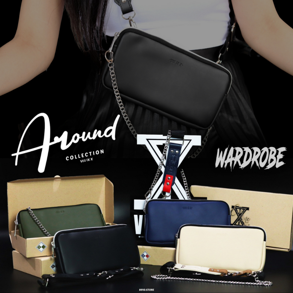 กระเป๋าสะพายข้าง 8910 แถมโซ่เหล็กยาว 45 ซม