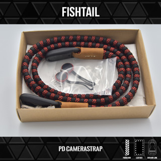 สายคล้องกล้องแฮนด์เมด สีดำ-แดงลายดำ Camerastrap fishtail style Black - red black two tone