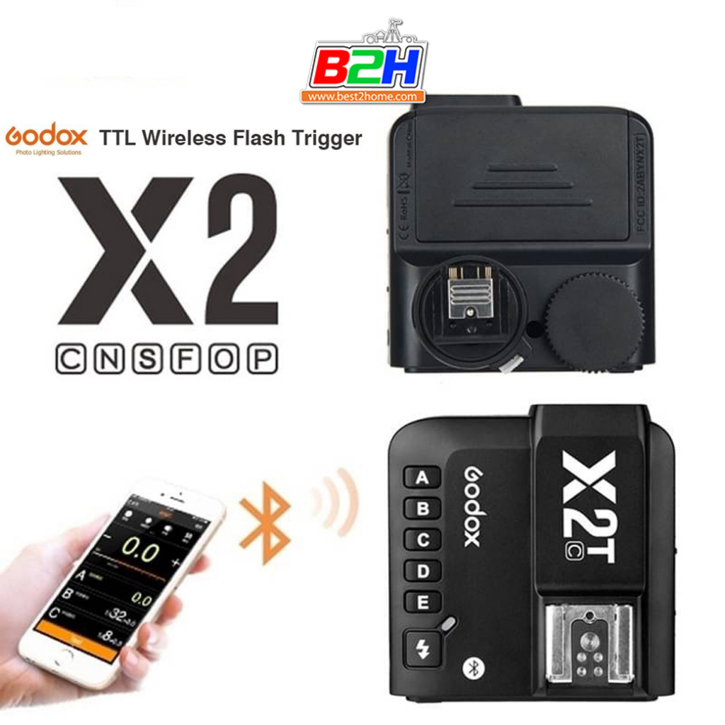 Godox X2T TTL Wireless 1/8000S HSS Flash Trigger for Fujifilm/Sony/M43/Canon/Nikon (ตัวส่ง) Auto TTL