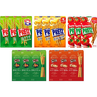 Glico Pretz กล่องเล็ก 5 แบบ x ชุดละ 3 ชิ้น (สลัด, ย่าง, มะเขือเทศ, รสไก่ปรุงรส, รสหอยเชลล์ซีอิ๊ว) [ส่งตรงจากญี่ปุ่น]
