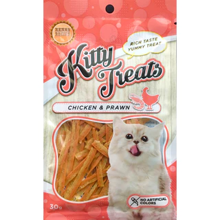 1457 Kitty Treats CHICKEN & PRAWN ขนมแมว ชิคเก้น วิท ชริมพ เฟลเวอะ (ไก่และกุ้ง) ***1ถุง 39บาท