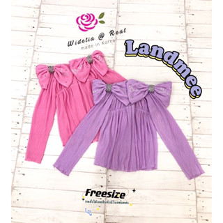 🔥พร้อมส่ง สีม่วง🔥landmee  Top เสื้อปาดไหล่ เนื้อผ้าหย่นๆบางเบาพลิว