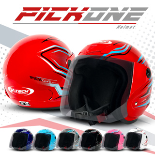 หมวกกันน็อคเต็มใบ V-TECH Helmet  รุ่น PICK-ONE (สำหรับผู้ใหญ่) มาพร้อมแผ่นบังลมรุ่นพรีเมี่ยม!!!!! มี2สี ใส, ฟิล์ม