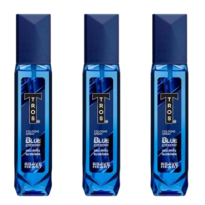 (แพค 3) Tros Blue Code Cologne Spray Brave Heart ทรอส บลูโคด โคโลญ สเปรย์ กลิ่น เบรฟ ฮาร์ท 100 มล.