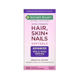 Natures Bounty Optimal Solutions Extra Strength Hair Skin &amp; Nails 150 Rapid Release Liquid Softgels