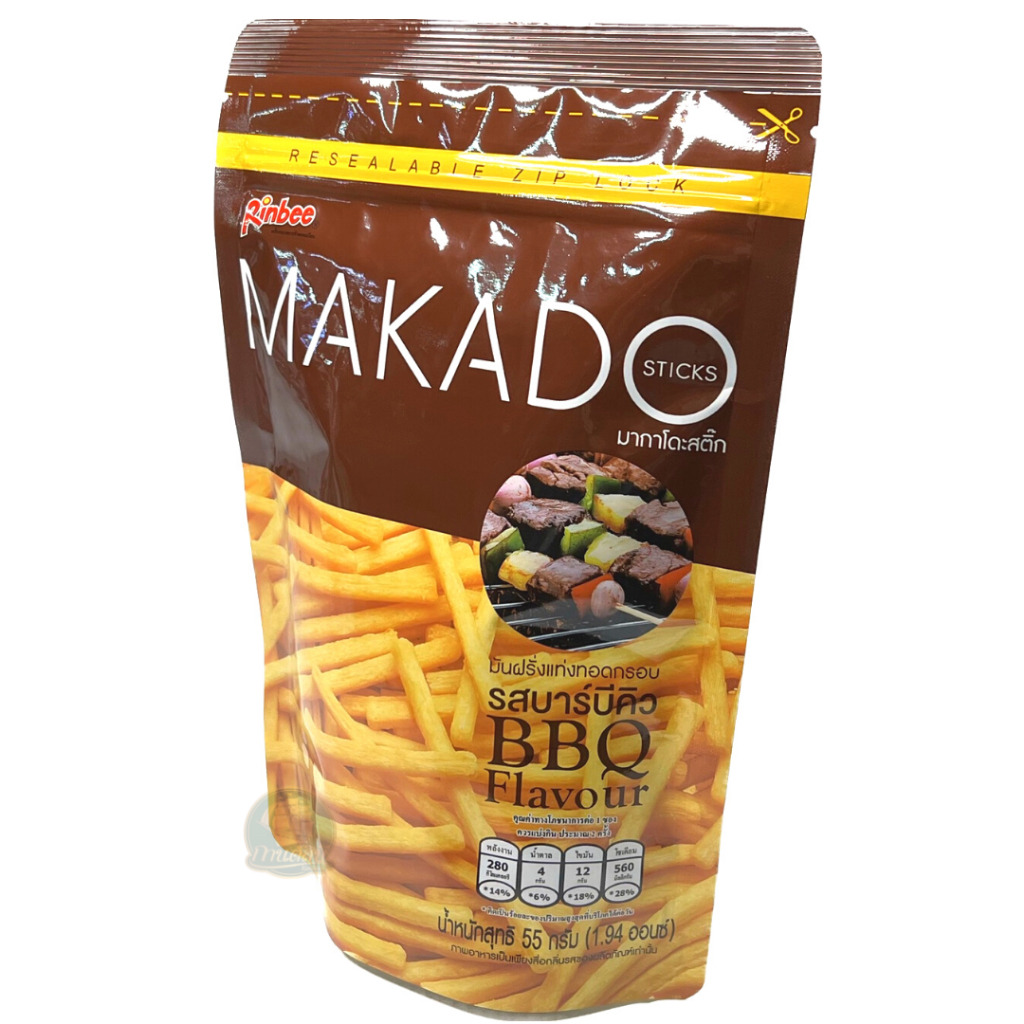 MAKADO Strick มันฝรั่งแท่ง รสบาร์บีคิว ขนาดสุทธิ 55 กรัม บรรจุ 1 แพ็ค 3 ซอง