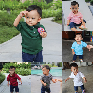 เสื้อโปโลเด็ก สีพื้น Polo Kids ใส่ได้ทั้ง ช ญ