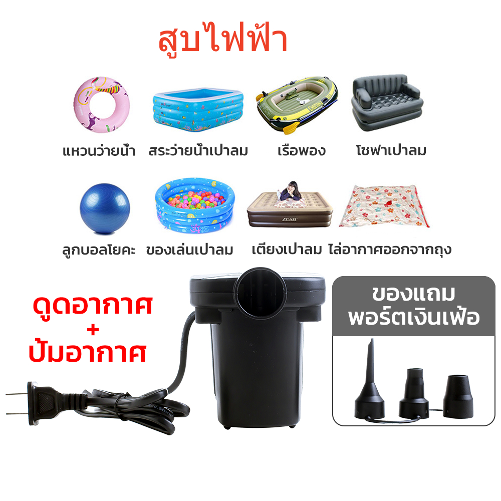 ⭐️Y&YToys Kids⭐ เครื่องสูบลมไฟฟ้า ปั้มลมไฟฟ้า เครื่องเป่าลม ดูดลมได้ พร้อมหัว 3 ขนาด ที่สูบลมไฟฟ้า