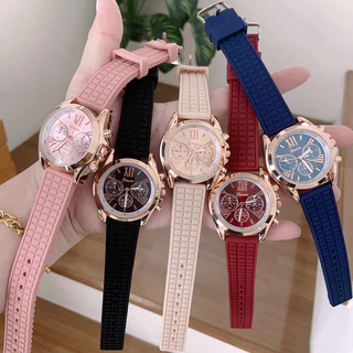 นาฬิกาข้อมือผู้หญิง นาฬิกาแฟชั่นสไตล์MK สายซิลิโคนนิ่ม genevaแท้ พร้อมส่งจากไทย