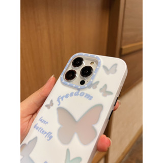 สต๊อคไทย พร้อมส่ง #เคสไอโฟน ขอบยางนิ่ม โฮโลแกรม  #iphone 11-14Promax 🦋ผีเสื้อโฮโลแกรม freedom