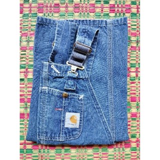 vintage Carhartt bib overalls denim blue jeans made in Mexico