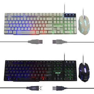 ส่งเร็ว ของแท้100% oker ชุด คีย์บอร์ด + เม้าส์ รุ่นKB-6120คีบอร์ด มีไฟทะลุตัวอักษร (สีดำ.สีขาว)