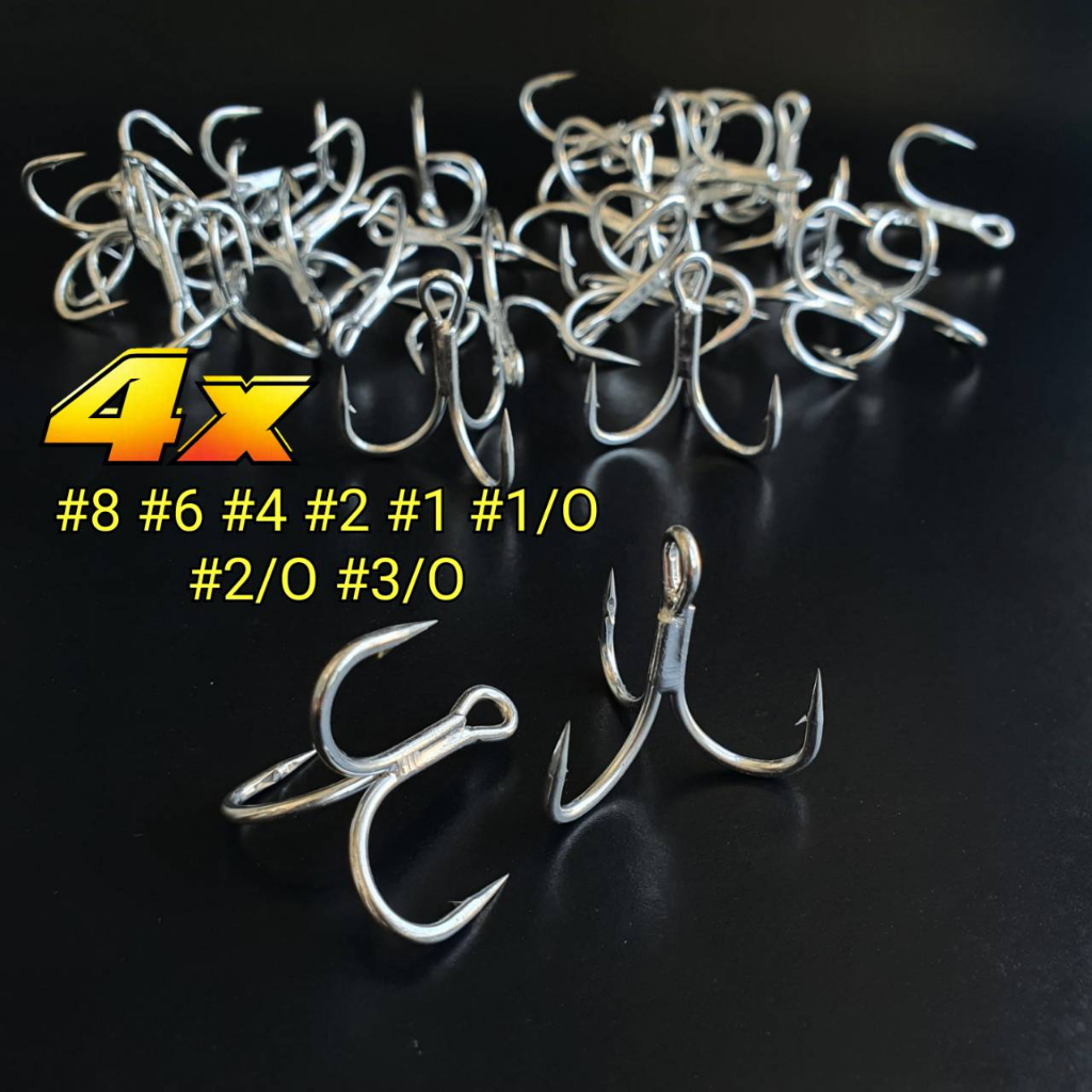 เบ็ดสามทาง 4x 1ตัว ความแข็งระดับ 4x เบาแข็งคม มีให้เลือกหลายขนาด #8-3/O  ตัวเบ็ด 3 ทาง 4x เบ็ดสามทาง