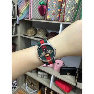 Gucci นาฬิกา ผึ้ง หน้าเงิน 38mm