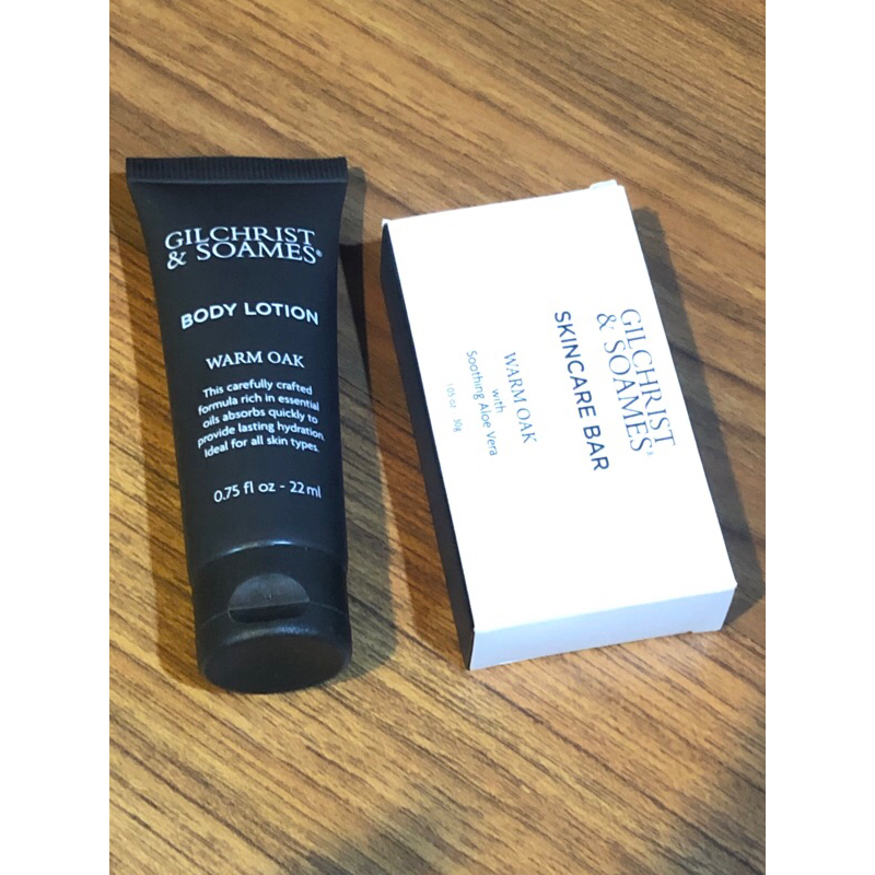 Gilchrist & Soames Warm Oak Amenities ขนาดพกพา สบู่ โลชั่น ที่ใช้ในโรงแรมห้าดาว Sheraton