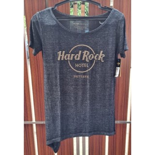 เสื้อยืด ผู้หญิง Hard Rock  คอกว้าง แขนสั้น สีเทาดำ