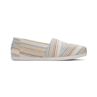 TOMS รองเท้าลำลองผู้หญิง สลิปออน รุ่น Alpargata Natural Recycled Cotton Soft Stripe (CA) รองเท้าลิขสิทธิ์แท้