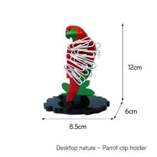 KlearObject Desktop Nature Clipholder Parrot ที่เก็บคลิปหนีบกระดาษ แม่เหล็กในตัว ที่เก็บคลิป ที่ใส่ลวดเสียบ จัดระเบียบ