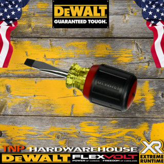 DEWALT ไขควงปากแบน VINYL GRIP STANDARD BAR/STANDARD SLOTTED TIP STUBBY SCREWDRIVER 1/4" X 1-1/2"