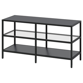 IKEA ตู้วางทีวีกระจก VITTSJÖ วิทท์เชอ ตู้วางทีวี น้ำตาลดำ/แก้ว 100x36x53 ซม. ชั้นวางทีวีอิเกียแท้ จัดส่งไว