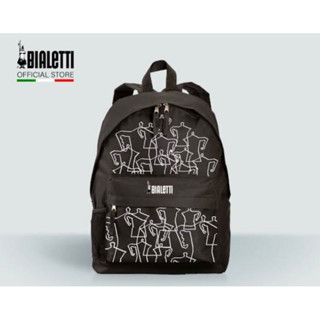 ❤️หายากน่าสะสม❤️แรร์ไอเทม🧸Bialetti Backpack [Bialetti] กระเป๋าเป้ สีดำ ลายหม้อต้มกาแฟ กระเป๋าสะพาย🖤กระเป๋าเดินทาง🖤