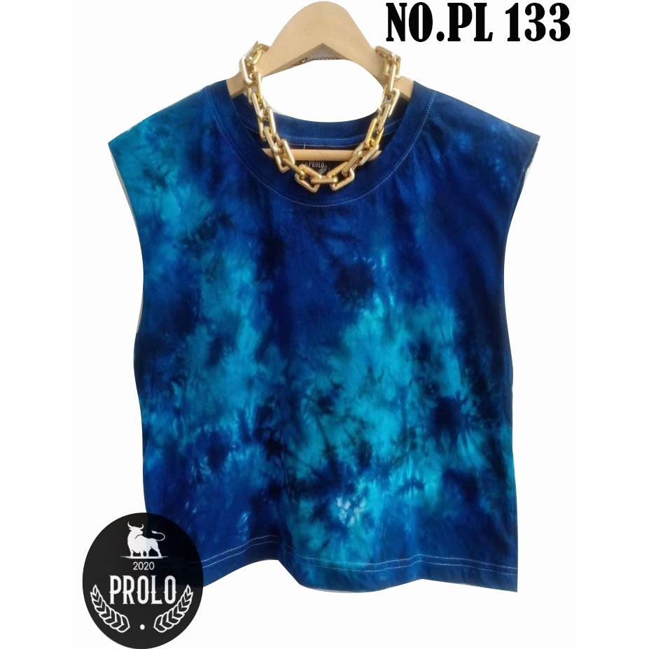 เสื้อครอปแขนกุดลายมัดย้อมผ้าCotton