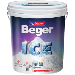 Beger สีครีม กึ่งเงา ขนาด 9 ลิตร Beger ICE สีทาภายนอกและใน เช็ดล้างได้ กันร้อนเยี่ยม เบเยอร์ ไอซ์