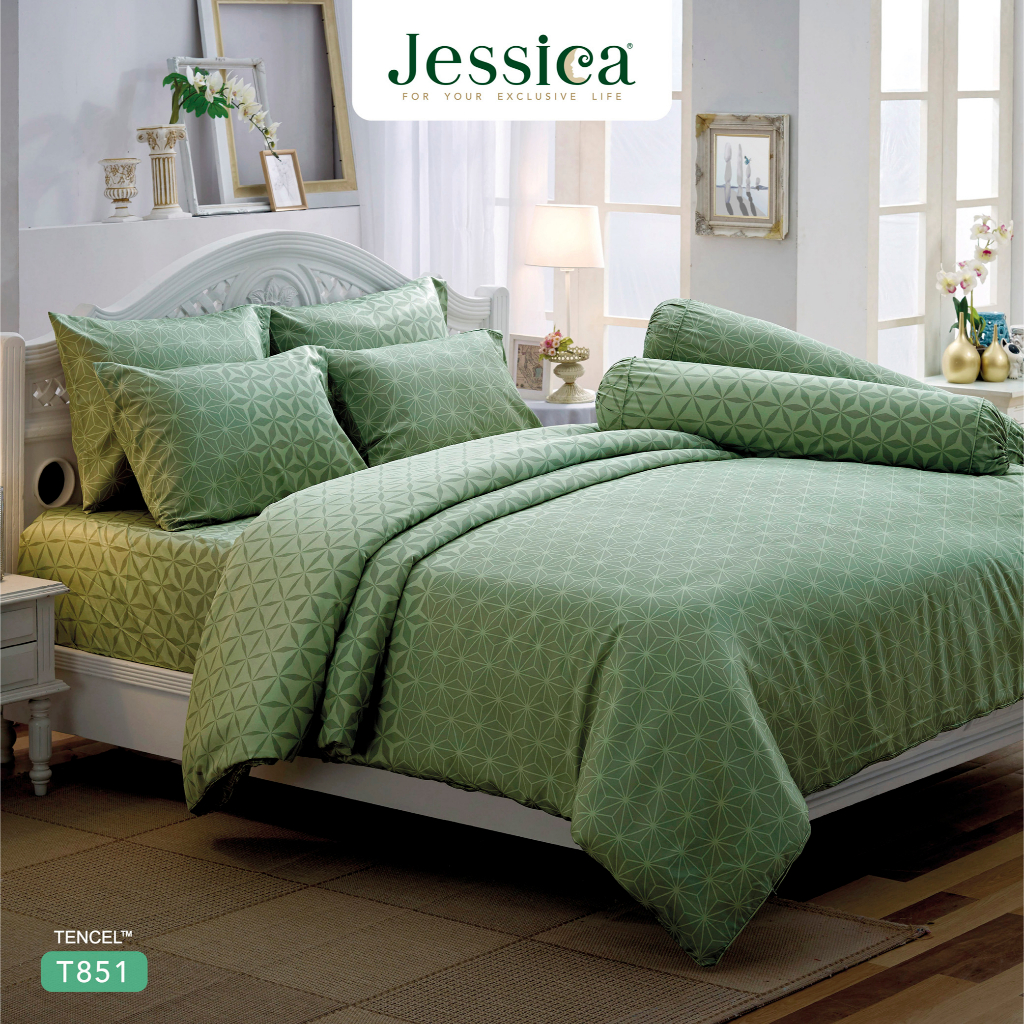 Jessica Tencel T851 ชุดเครื่องนอน ผ้าปูที่นอน ผ้าห่มนวม เจสสิก้า พิมพ์ลวดลายโดดเด่น ให้สัมผัสที่นุ่มลื่นดุจแพรไหม
