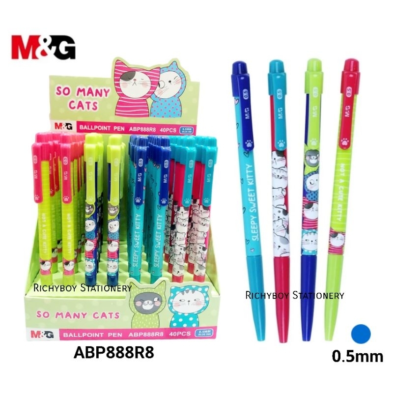 M&G ปากกาลูกลื่น ลาย So Many Cats แบบกด Ball Pen ABP888R8 ขนาด 0.5mm หมึกน้ำเงิน