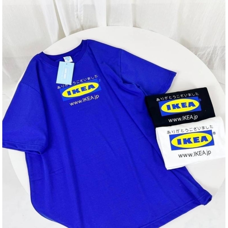 พร้อมส่ง เสื้อยืด oversize ปักลายสไตล์มินิมอล สกรีนลาย ikea อก44-45 ยาว27