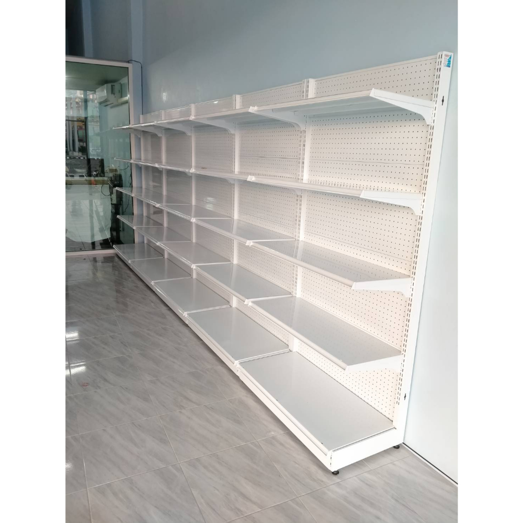 เซ็ทชุดชั้นวางสินค้า แบบริมผนัง 1 หน้า ขนาด ยาว 3.60ม. สูง 1.80ม. รุ่นผนังหลังทึบ(พั้นชิ่ง) 5ชั้นรวมฐาน ปรับระดับชั้นได้ - รูปที่ 5