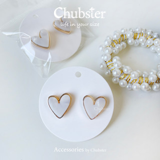 ตุ้มหู รูปหัวใจ ต่างหู สีขาว ต้อนรับวาเลนไทน์ Valentine Earring