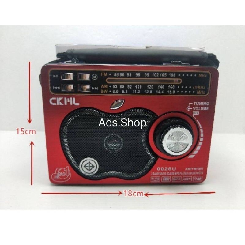 วิทยุพกพา CKML-0015U *FM AM SW / MP3/ USB/ Micro SD/AUX  มีไฟฉายLED *มีหม้อแปลงไฟฟ้าป้องกันไฟช็อตแถมสายชาร์จ