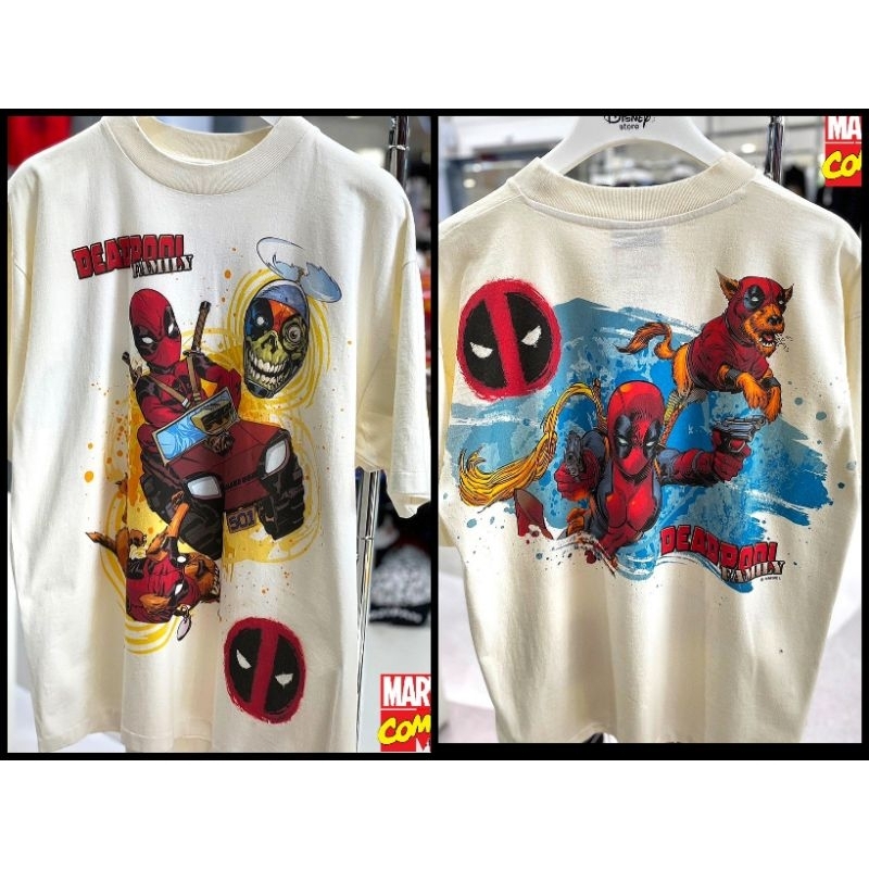 เสื้อMarvel ลาย DeadPool สีขาว ฟอกเฟด ( HP-013)